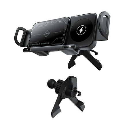 Qiweii 2025 Smart 2-in-1 Auto-Rotating Car Phone Holder & Wireless Charger – Foldable Mount with Fast Charging – Compatible with iPhone & Samsung Devices Intelligent Mobile Holders