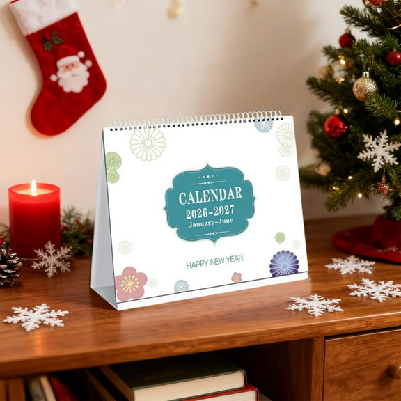 Qiweii 2026-2027 18 Months Desk Calendar Standing Flip Calendar with USA Holidays Home Office Supplies Decorative Desk Calendar Durable Paper Clear Date Marking Easy to Flip Suitable