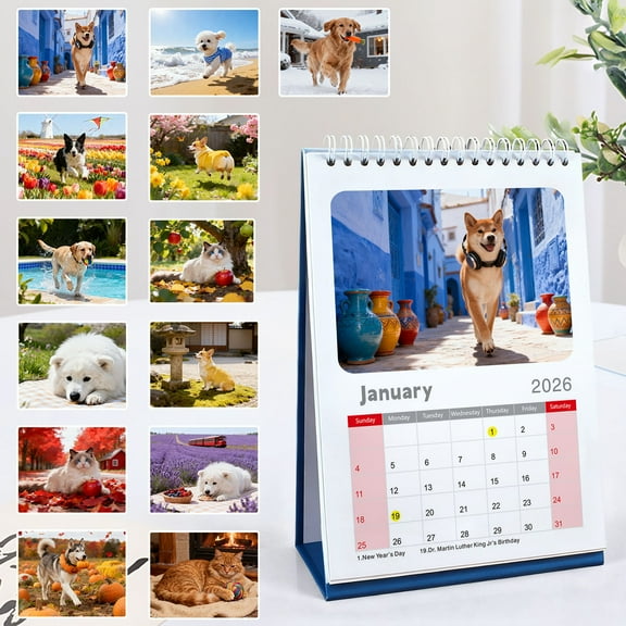 Qiweii 2026 Pet Lovers Personalized Calendar, 12-Month Human-Friendly Design, Ideal Home Office Gift for Furry Friends