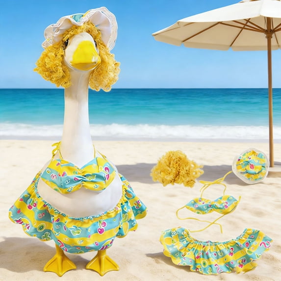 Qiweii 2026 Spring Summer Farmhouse Style Goose Outfit,Decorative Clothing for Porch Goose and Yard Ornament