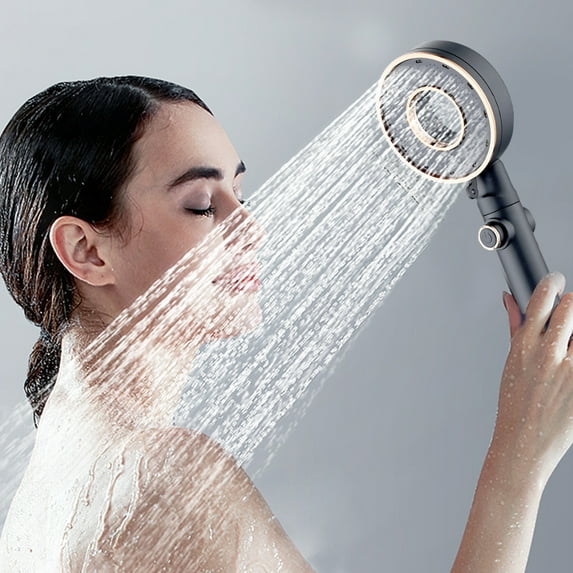 Qiweii 3 Bathing Modes Water Heater Filter Shower Head,One-key Pressurised Water Stop Function,Home Bathroom Shower Accessory