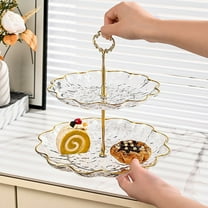 Qiweii 3-Tier Transparent Fruit Dessert Stand, Household Living Room Coffee Table Snack Tray, Party Wedding Desktop Candy Rack