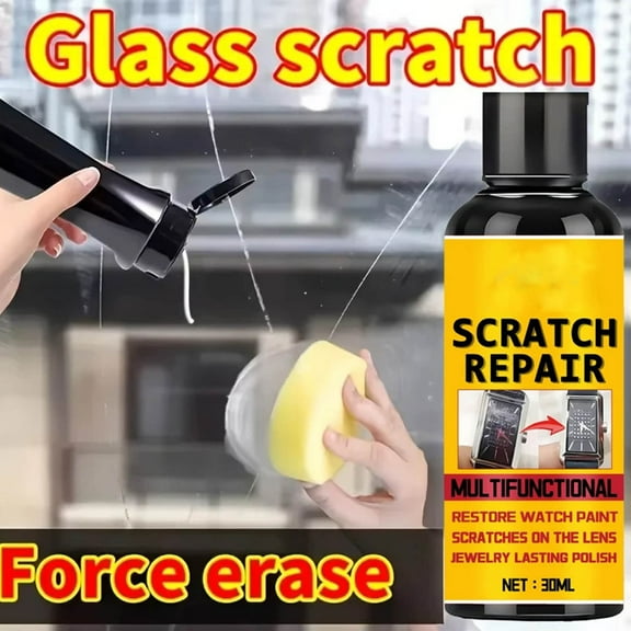 Qiweii 30ml Car Window Scratch Remover Wax, Windshield Polishing Kit, Auto Glass Mirror Lens Swirls Detailing Repair Liquid