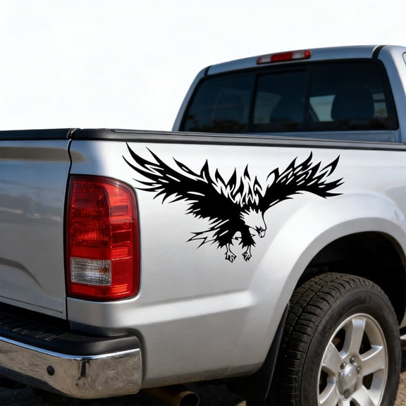 Qiweii 31.5x16.9 Inch Large Eagle Sticker Engraved Black Eagle Decal for Wall and Car Decor