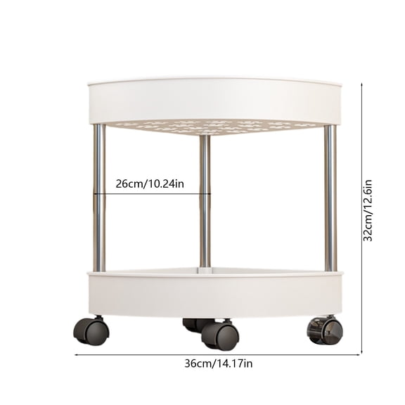 Qiweii 4-Tier Corner Shelving Unit with Wheel, Waterproof and Rust-Proof Plastic Standing Clothes Rack Shoes Shelf Organizer for Kitchen and Living Room, White(13.58x33.27 in)