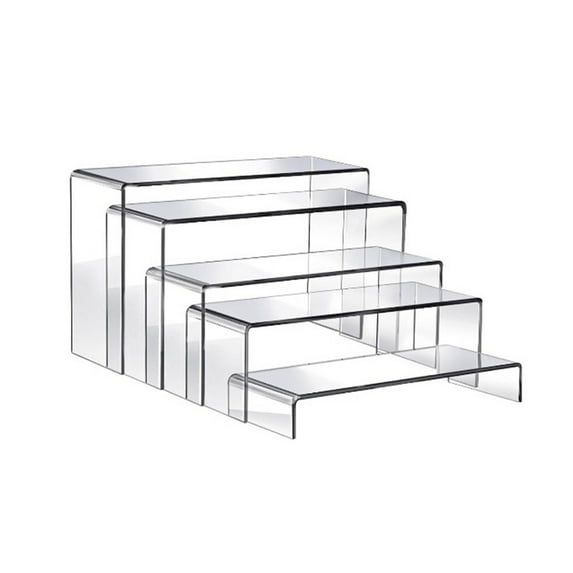 Qiweii 5 Piece Clear Acrylic Display Stand Set,Versatile Organizer for Action Figure Cosmetic and Collectible Storage