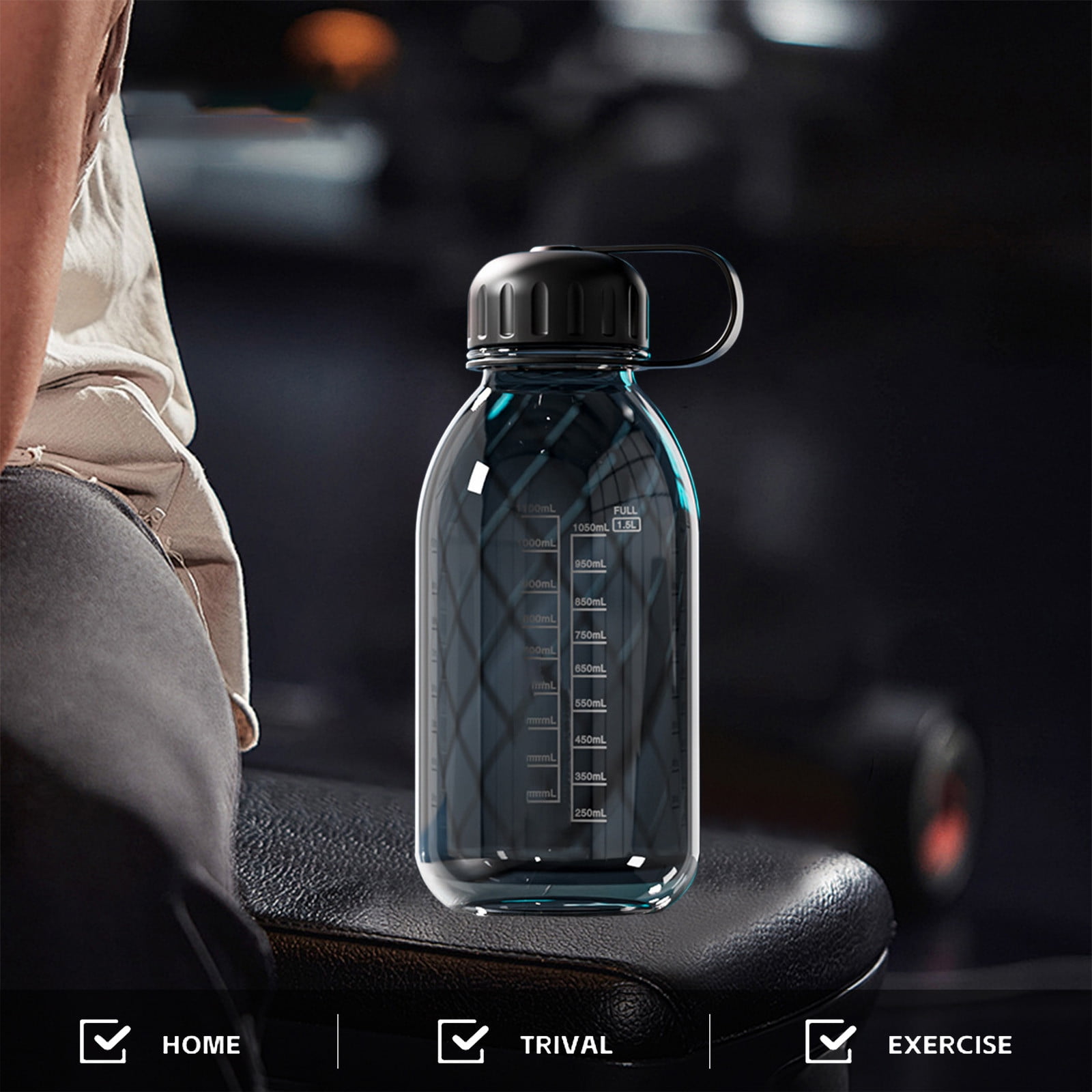 75 Oz (2.2L) Dumbbell Shaped Water Bottle - BPA Free, Large Capacity, Leak-Proof Flip Top Lid (Blue) - View #6