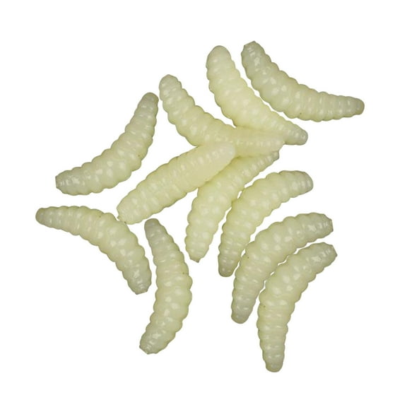Qiweii 50 PCS Soft Silicone Maggot Worm, Soft Artificial Bread Worm Fishing Lure, Biomimetic Earthworm Lures Worm Fishing Lures Simulation Bait Fake Worm