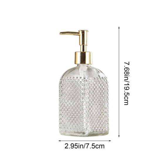 Qiweii 500ml Glass Hand Soap Dispenser Pump Bottle Refillable Lotion Bottle for Bathroom and Kitchen Use Press Pump Container with Modern Design