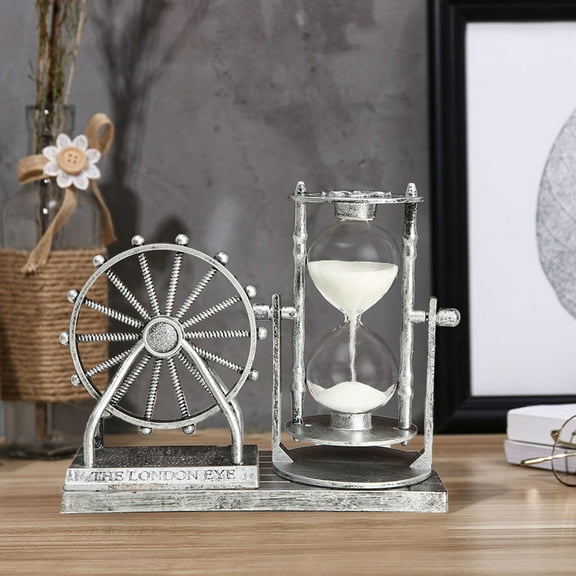 Qiweii 50ml Vintage Tower Crystal Snow Ball with Hourglass, Christmas Themed, Decorative Ornament for Living Room Bedroom Shelf