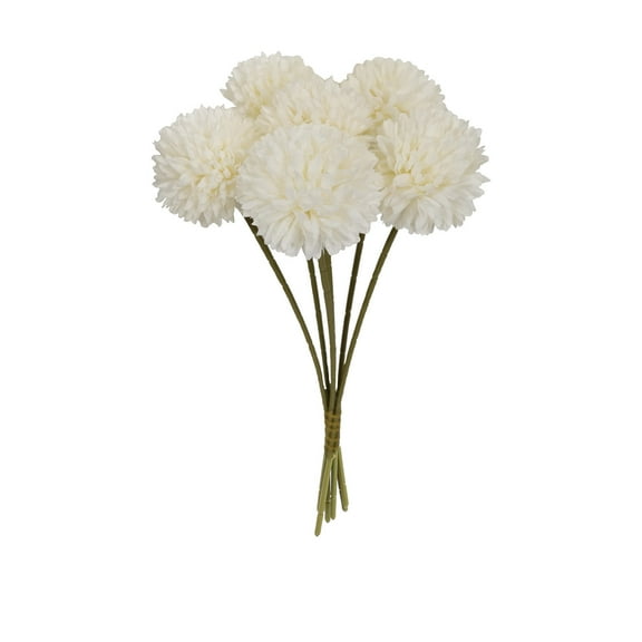 Qiweii 6 Pack Artificial Ping Pong Chrysanthemum Bouquets Faux Floral for Wedding Decor