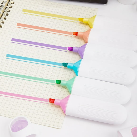 Qiweii 6 Piece Macaron Color Soft Tip Highlighter, Smooth Writing Marker for Note Taking and Highlighting