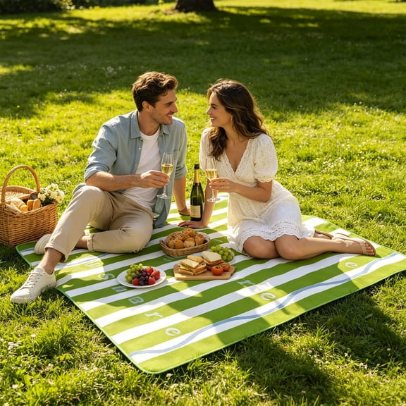 Qiweii 78.74X59 Inch Waterproof Foldable Outdoor Picnic Blanket, Portable Lightweight Mat, Suitable for Beach Campsite Lawn Park and Outdoor Gathering Layout