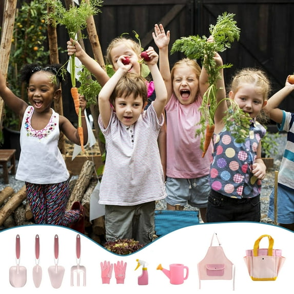 Qiweii 9 PCS Kids Gardening Tool Playset,Outdoor Yard Garden Toy Kit,Suitable for Toddler Outdoor Activity,Home and Lawn Play Accessory