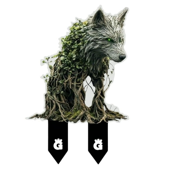 Qiweii Acrylic Forest Wolf Garden Stake, Wildlife Themed Outdoor Yard and Planter Decor