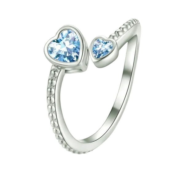 Qiweii Adjustable Birthstone Couple Ring, Heart Constellation Design Jewelry, Personalized Birthday Gift Ring