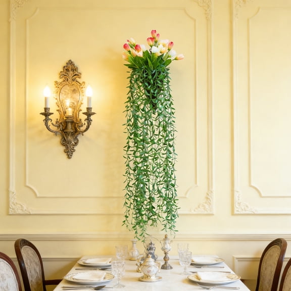 Qiweii Artificial Weeping Willow Vine Hanging Greenery for Wall Wedding and Home Decoration