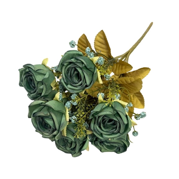 Qiweii Baby Breath Rose Artificial Bouquet Home Tabletop Decor Fake Flower