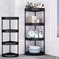 Qiweii Bathroom Standing Shelf, 4 Tier Open Floor Shelves, Free-Standing Shelf Units, Triangular Curved Corner Shelf Stand for Small Space, Ideal for Bathroom,Kitchen,Vanity Storage and Organizer
