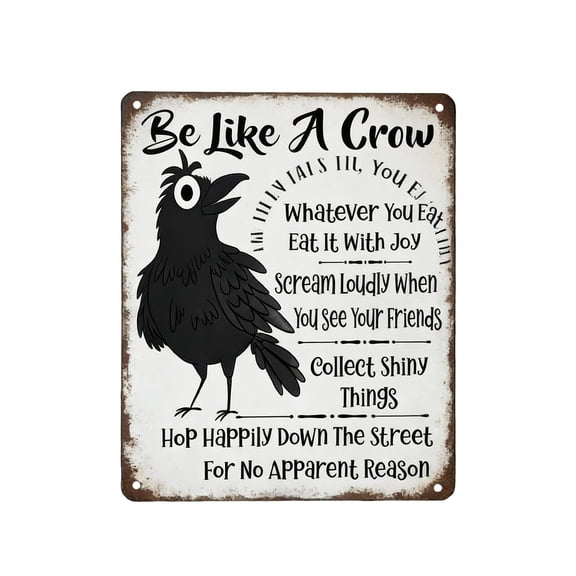 Qiweii Be A Crow Metal Sign Hanging Plaque Home Wall Decor
