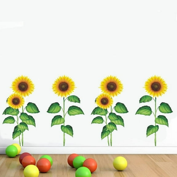 Qiweii Bee Festival Sunflower Wall Sticker Self Adhesive for Living Room Decor,Floral and Insect Wall Decal for Home Atmosphere Enhancement