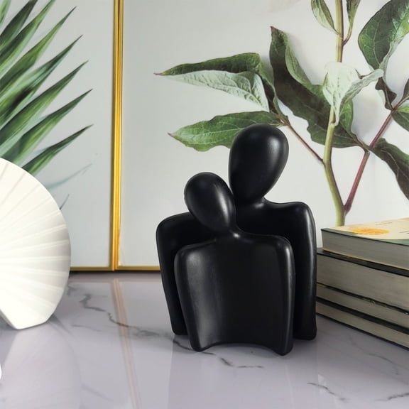 Qiweii Black White Plastic Couple Figurine Decoration，Artistic Craft Ornament for Home Shelf Display Tabletop Accent and Romantic Decor