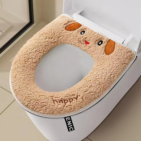 Qiweii Button Toilet Cover Household Winter Thick Toilet Mat Toilet Cover Universal Toilet Ring Pad