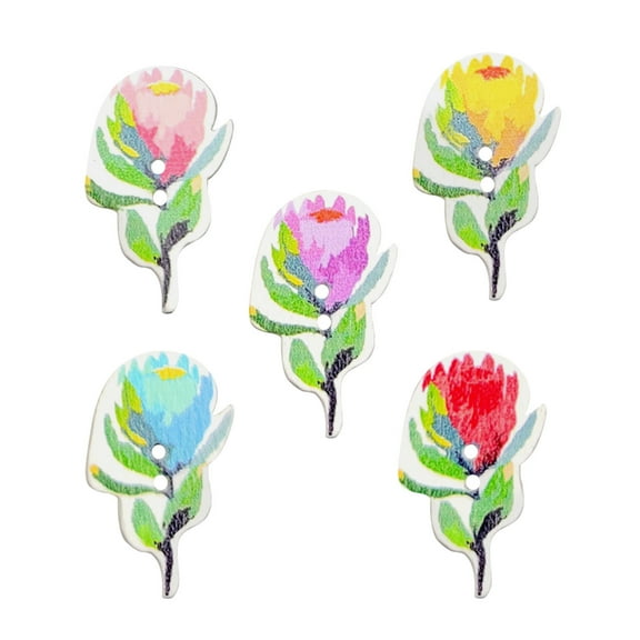 Qiweii Children’s Day DIY Wooden Painted Button Set,Craft Decoration for Clothing and Art Project