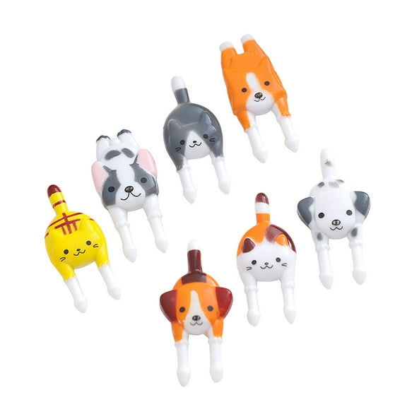 Qiweii Creative Cartoon Cat and Dog Fruit fork Set,Plastic Two Prong Picks for Fruits