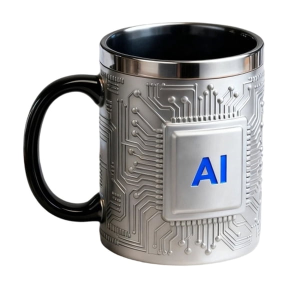 Qiweii Creative Tech Themed Mug，Chip Shaped Stainless Steel Cup for Coffee Beer and Daily Beverage Use