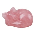 thumbnail image 1 of Qiweii Crystal Jade Sleeping Cat Carving Craft Ornament Home Decor Figurine, 1 of 3