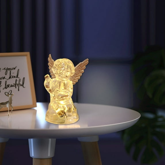 Qiweii Crystal-like Little Angel Night Light,Glowing Desktop Ornament for Gift and Home Decor,Home Bedroom Accessory