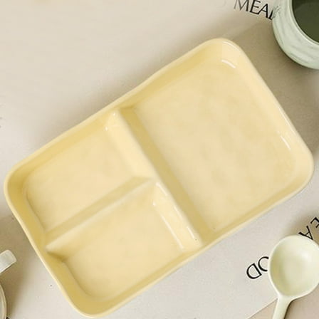 Qiweii Delicate Compartmentalized Ceramic Dinner Plate, Restaurant Grade, Multifunctional Tableware for Main Dishes and Snacks