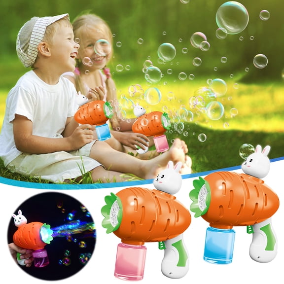 Qiweii Electric Carrot Bunny Bubble Gun 10 Hole Automatic Bubble Maker for Outdoor Fun