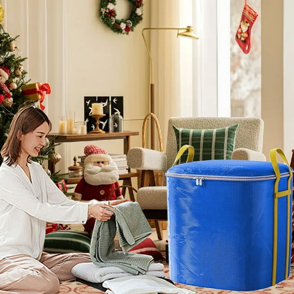Qiweii Extra Large Christmas Supplies Storage Bag Thickened Double-Zipper Reinforced Handle for Clothes Toys Decorations