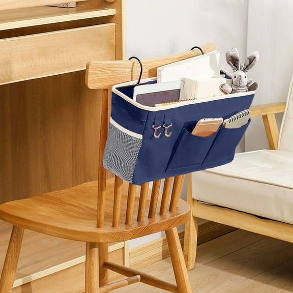 Qiweii Extra-Large Dormitory Upper Bunk Bedside Storage Bag, Hanging Fabric Storage Basket, Student Bedside Organizer