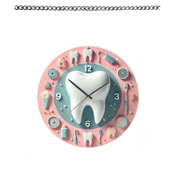 Qiweii Fashion Girl Milk Tooth Clock 2D Flat Acrylic Pendant,Decorative Hanging Accessory for Living Room Bedroom and Wall