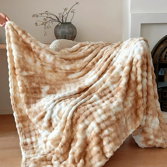 Qiweii Faux Rabbit Hair Fleece Blanket, Ultra Soft Plush Throw for Office Nap, Air Conditioning Sofa Cover, Student Dormitory Bed Blanket, Lightweight Warm Blanket for Home Decor