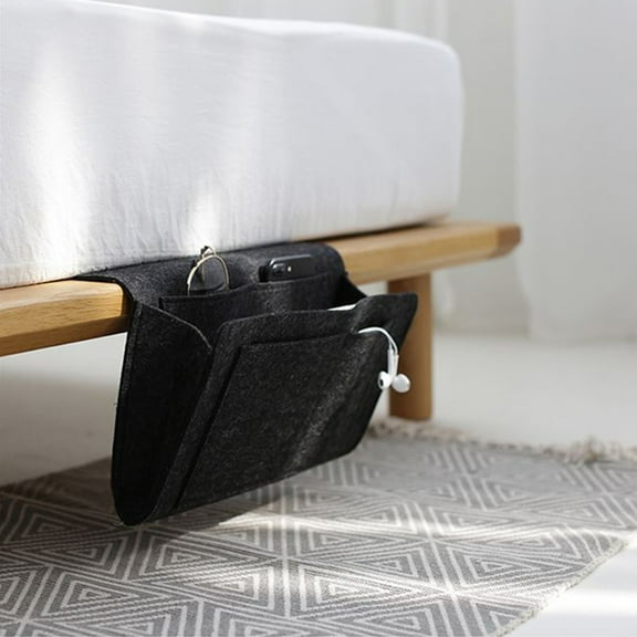 Qiweii Felt Bedside Storage Bag, Hanging Organizer for Remote Control and Books