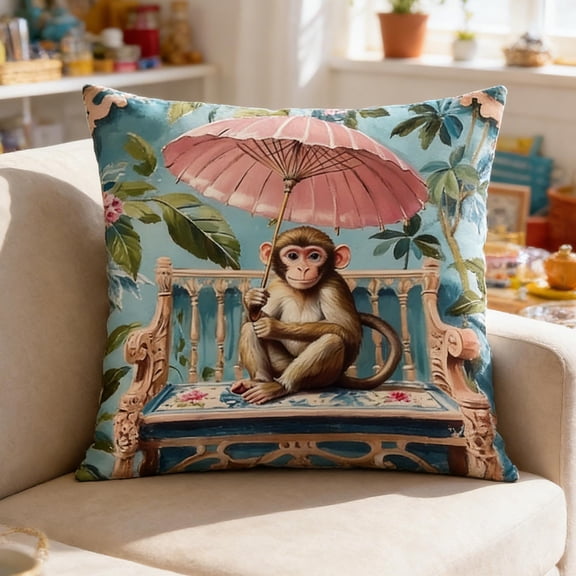 Qiweii Flower Ceramic Palaces Peacock Leopard Monkey Pillow Set Suitable for All Room Decoration Pillow Set