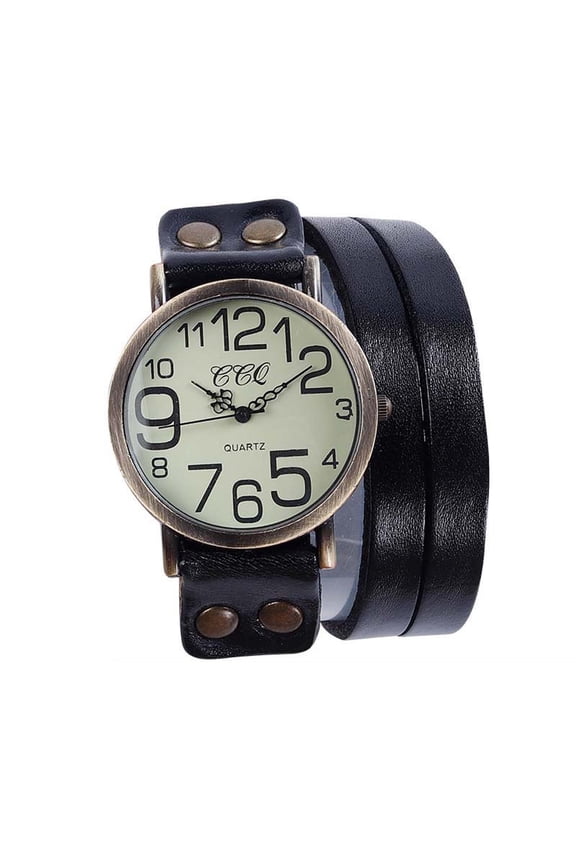 Genuine Leather Vintage Watch, Classic Wristwatch for Daily Casual Wear
