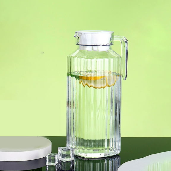 Qiweii Glass Carafe Pitchers, Large Carafe, Beverage Dispensers, Clear Jugs For Mimosas, Water, Wine, Milk and Juice, with Plastic Lids, 1500ML Dishwasher Safe
