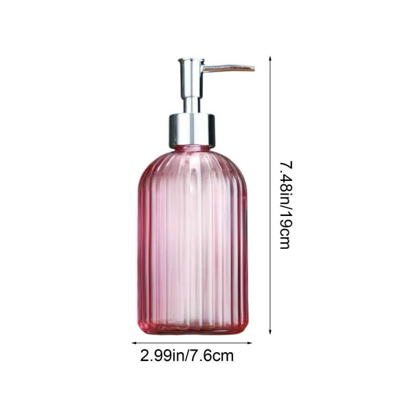 Qiweii Glass Soap Refill Dispenser - 400ml, Hand & Dish Dispenser - Refillable Lotion Bottle, Home Decoration Vertical Striped Color Style