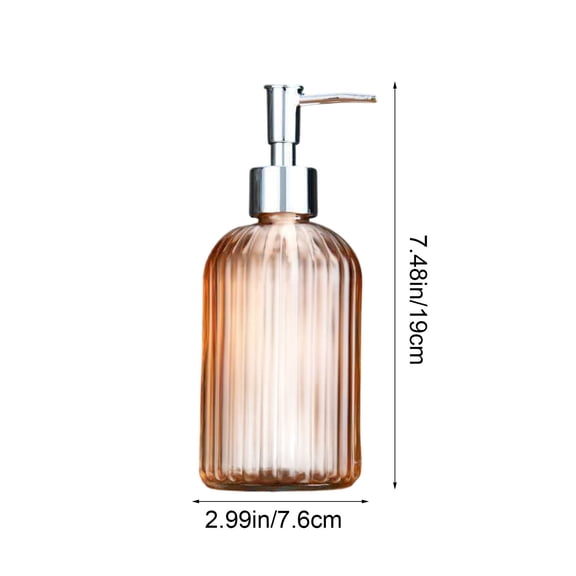 Qiweii Glass Soap Refill Dispenser - 400ml, Hand & Dish Dispenser - Refillable Lotion Bottle, Home Decoration Vertical Striped Color Style