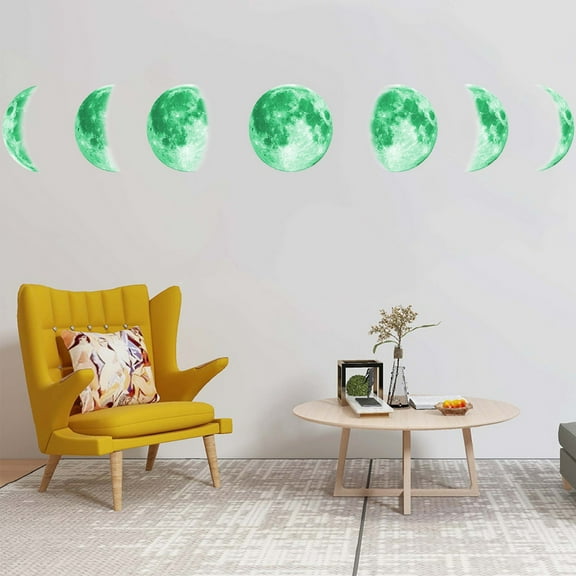 Qiweii Glow In The Dark Moon and Lunar Eclipse Wall Stickers，Creative Removable Decorative Decals WY-5