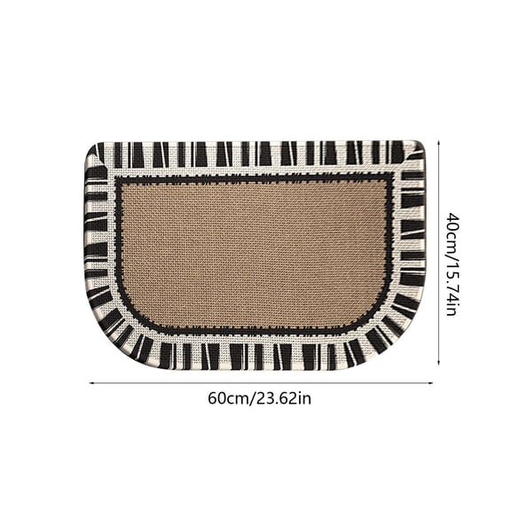 Qiweii Jute Kitchen Rug, Checkered Non Slip Washable Door Mat Neutral Black Indoor Outdoor Area Rug, Farmhouse Low Pile Floor Rugs Standard Size