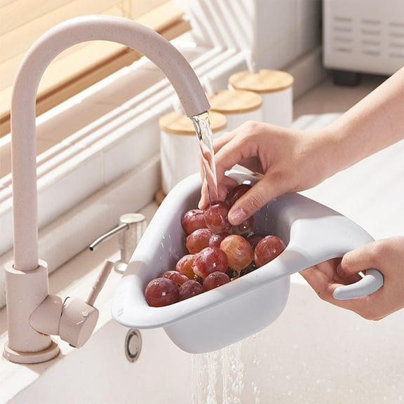 Qiweii Kitchen Draining Basket - 2-in-1 Collapsible Sink Filter and Vegetable Fruit Wash Basket, Strainer Colander for Washing, Draining Pasta, Salad