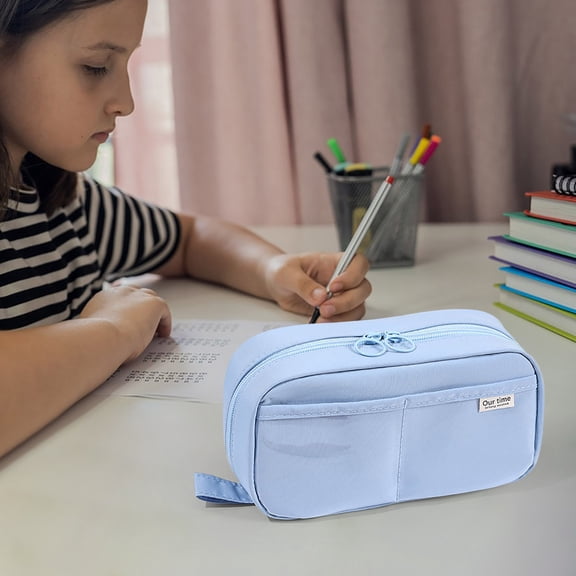 Qiweii Large Capacity Solid Color Dopamine Pencil Box, Pencil Case, Plastic Pencil Boxes, Stackable Design, Supply Boxes for College Classroom, 2025 New