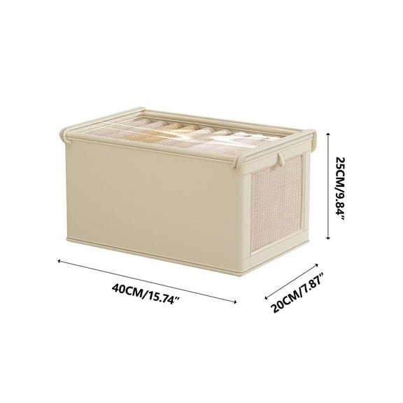 Qiweii Large Oxford Cloth Storage Box with Window Lid Visible Closet Organizer for Clothes