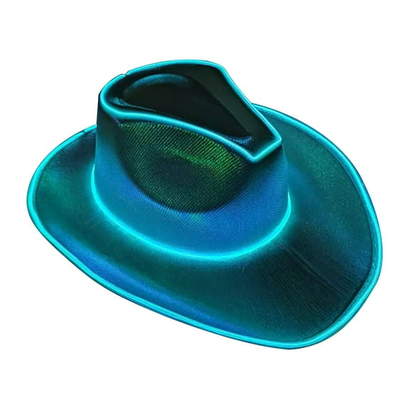 Qiweii Light Up Party Cowboy Hat, LED Party Western Hat for Concerts, Festivals, Night Events, and Costume Parties, Fun Glow in the Dark Accessory